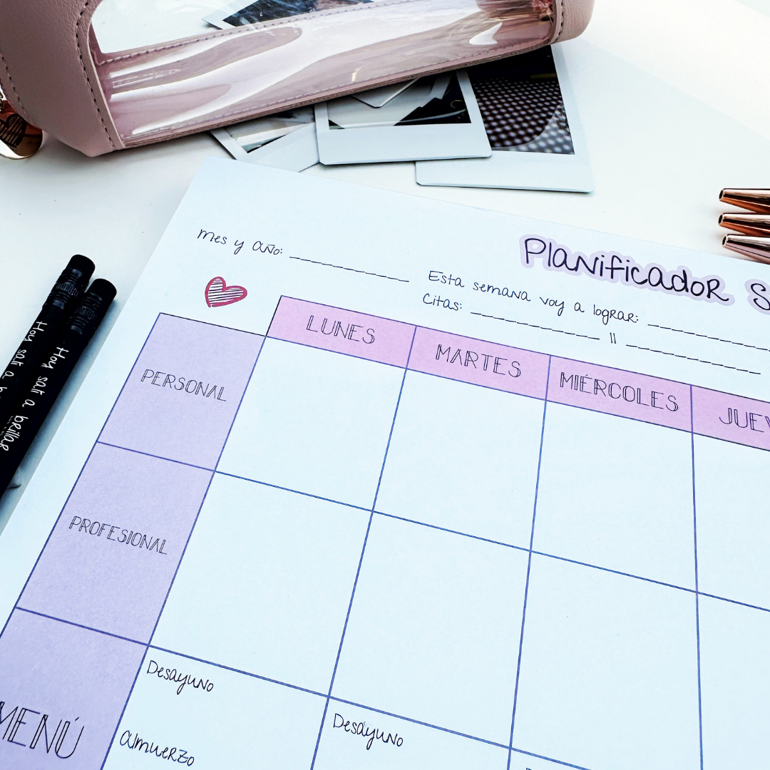 Planificador Semanal - Rosa y Morado