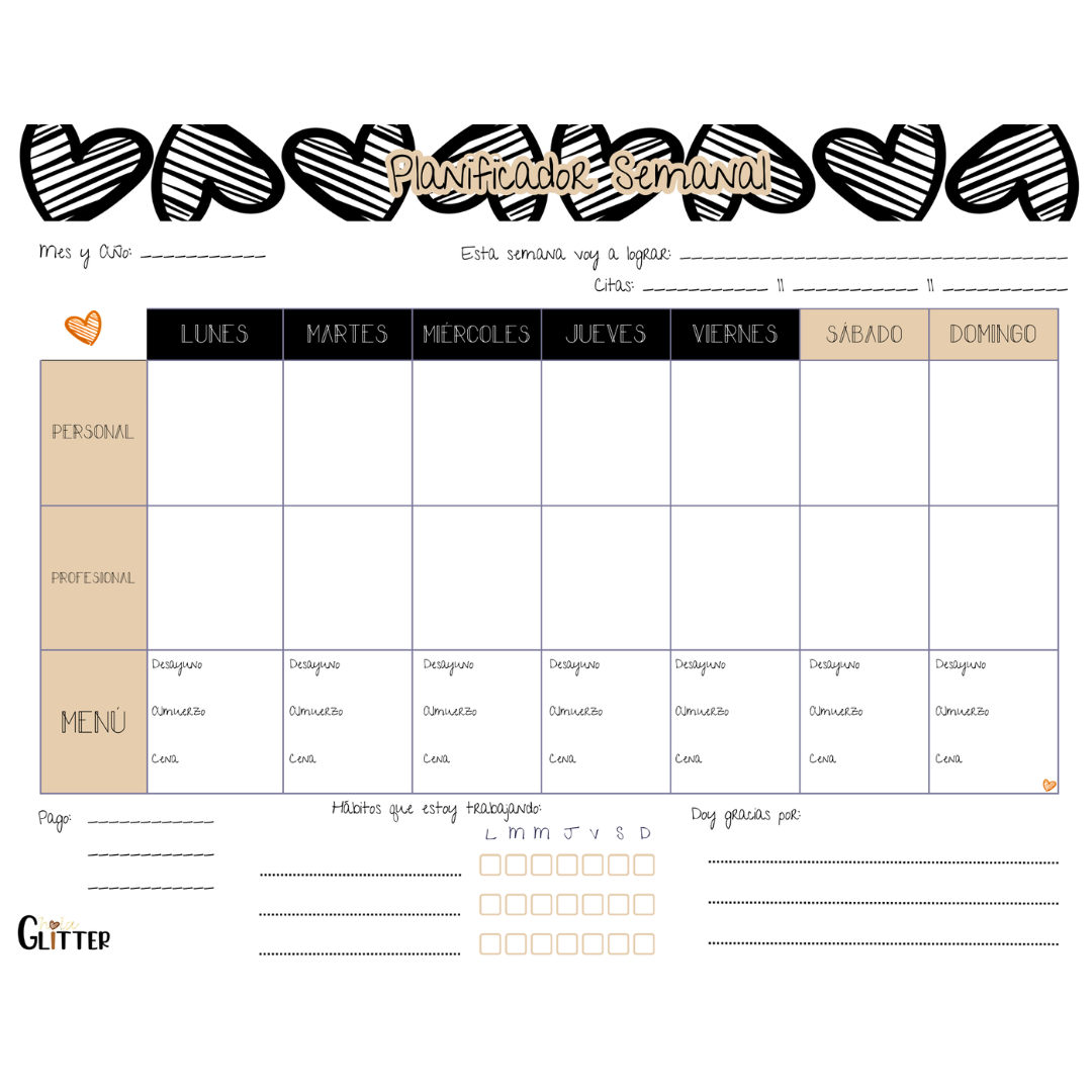 Planificador Semanal - Negro