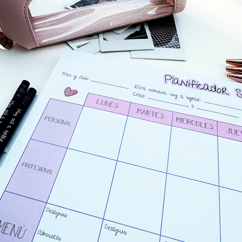 Planificador Semanal - Rosa y Morado