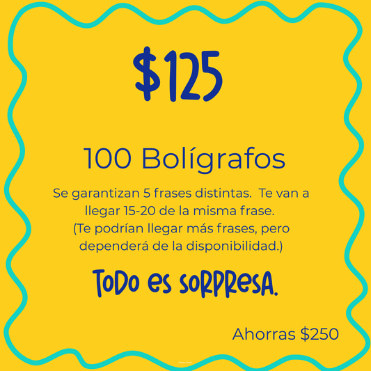 100 Bolígrafos Sorpresa - Tinta Azul 💙