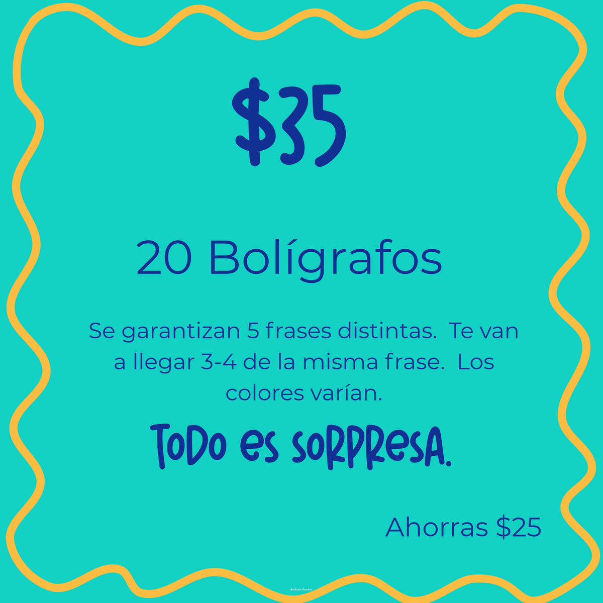 20 Bolígrafos Sorpresa -  Tinta Azul 💙