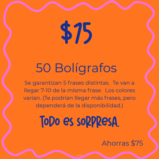 50 Bolígrafos Sorpresa - Tinta Azul 💙